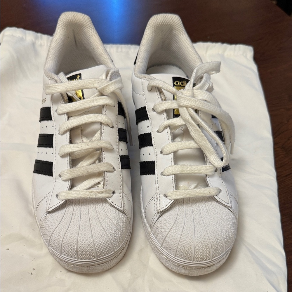 Adidas Classic White Sneakers with Black Stripes